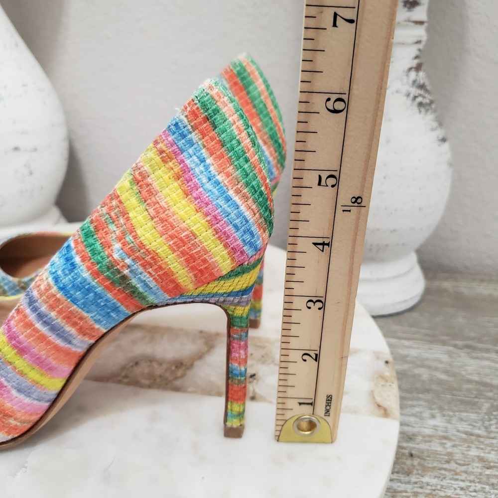 MANOLO BLAHNIK Striped Colorful Rainbow Pointed Pumps Heels EU 36 US 6 - Picture 8 of 12